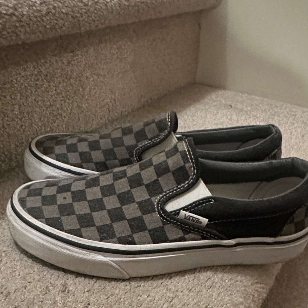 Vans Checkered Slip-On Sneakers - Black and Gray